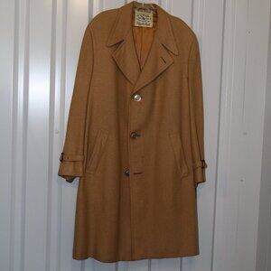 Hickey Freeman Flight Coat Mens Vintage 1973 Tan Wool? Size 50** Approx Custom